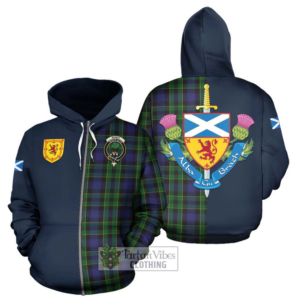 Mowat Tartan Hoodie Alba with Scottish Lion Royal Arm Half Style - Tartan Vibes Clothing