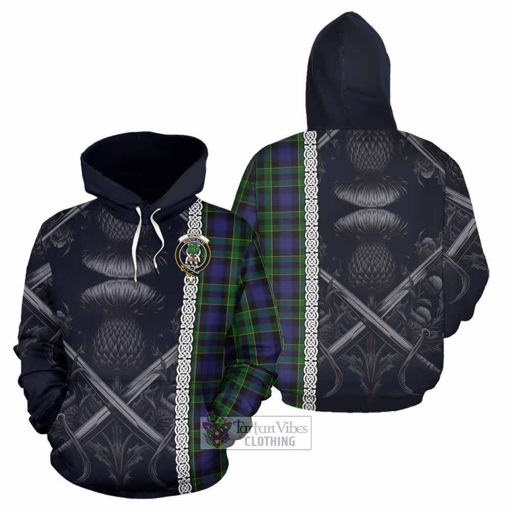 Mowat Tartan Hoodie with Family Crest Cross Sword Thistle Celtic Vibes - Tartan Vibes Clothing