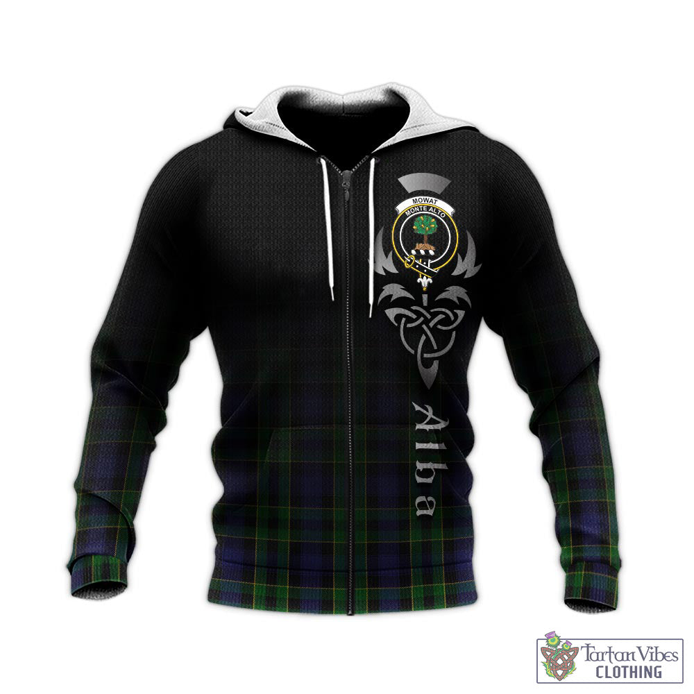 Mowat Tartan Knitted Hoodie Featuring Alba Gu Brath Family Crest Celtic Inspired - Tartan Vibes Clothing