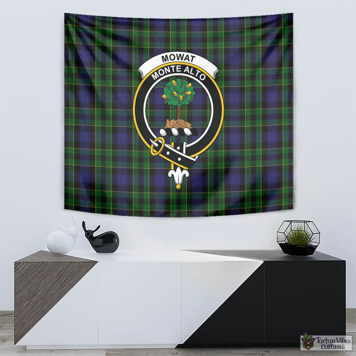 Mowat Tartan Tapestry Wall Hanging and Home Decor for Room with Family Crest - Tartan Vibes Clothing
