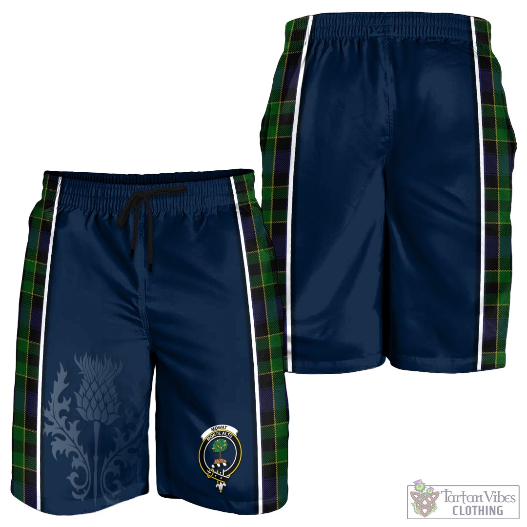 Tartan Vibes Clothing Mowat Tartan Men's Shorts with Family Crest and Scottish Thistle Vibes Sport Style