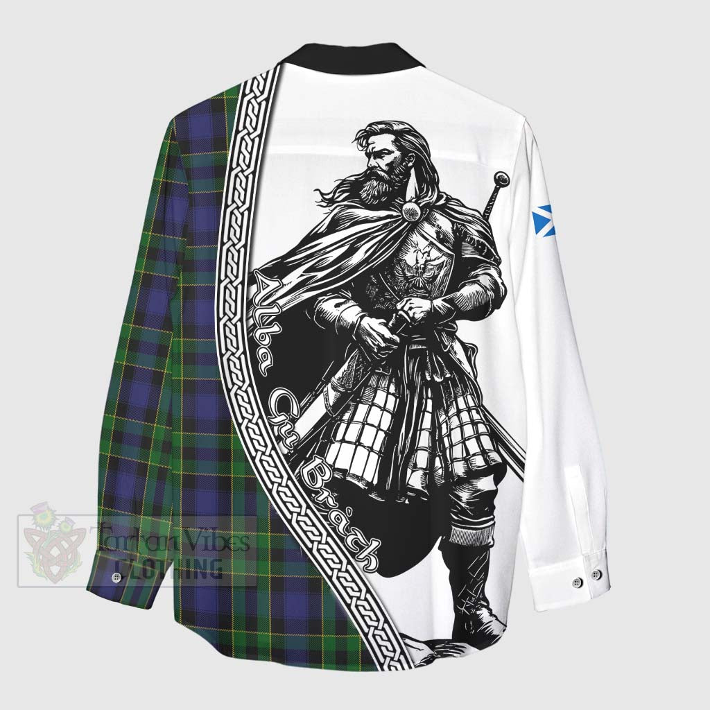 Mowat Tartan Clan Crest Women's Casual Shirt with Highlander Warrior Celtic Style - Tartan Vibes Clothing