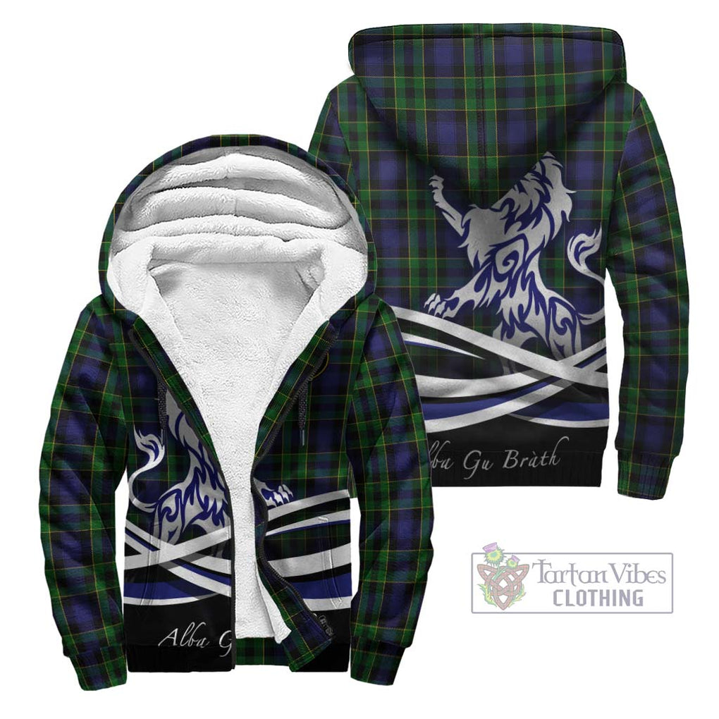 Mowat Tartan Sherpa Hoodie with Alba Gu Brath Regal Lion Emblem Unisex - Tartan Vibes Clothing