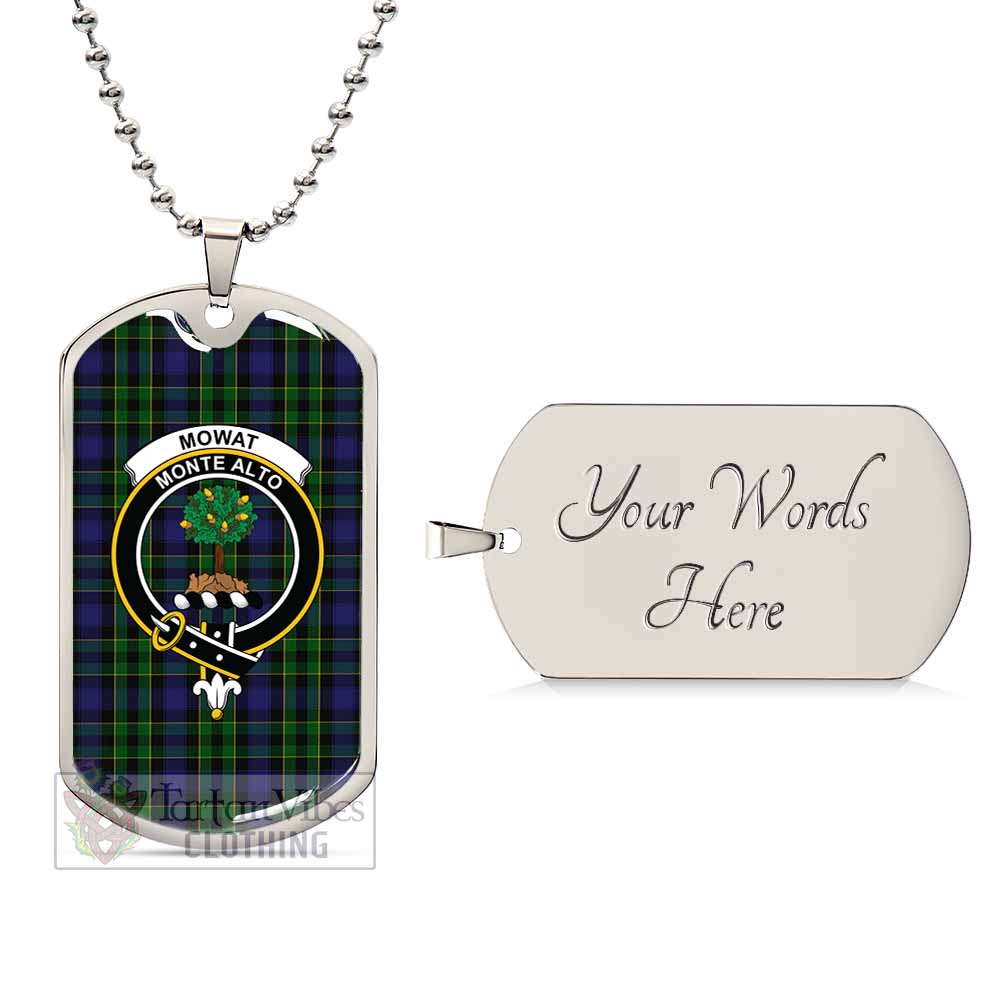 Mowat Tartan Dog Tag Necklace with Family Crest Silver Yes - Tartan Vibes Clothing