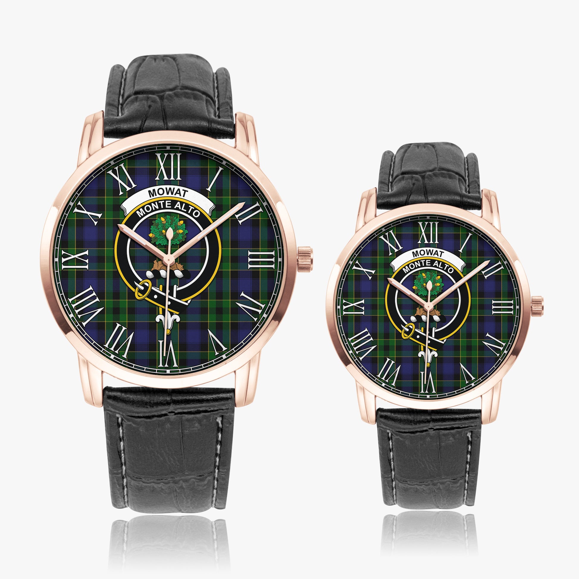 Mowat Tartan Family Crest Leather Strap Quartz Watch - Tartan Vibes Clothing