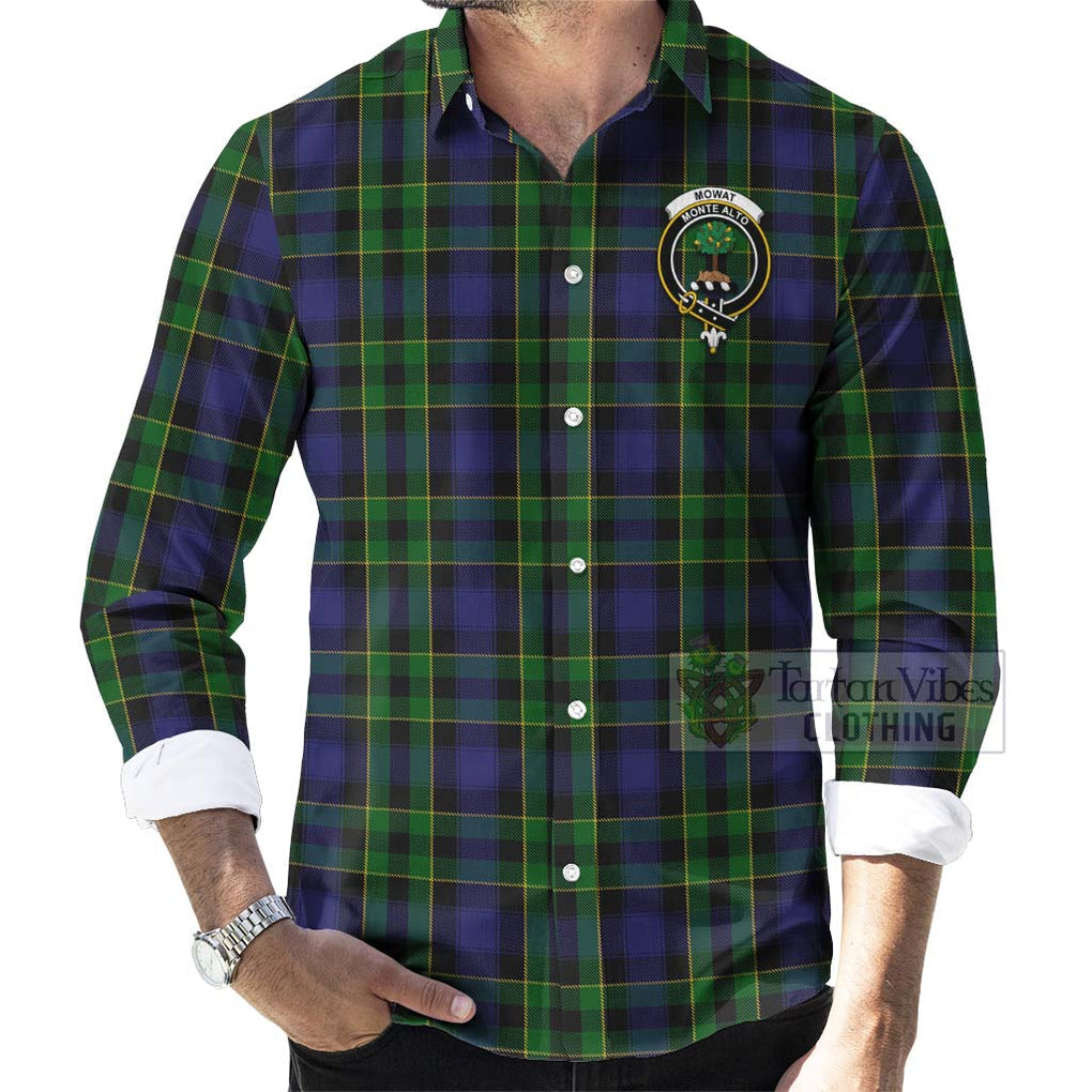 Mowat Tartan Long Sleeve Button Shirt with Family Crest Celtic Skull Style - Tartan Vibes Clothing