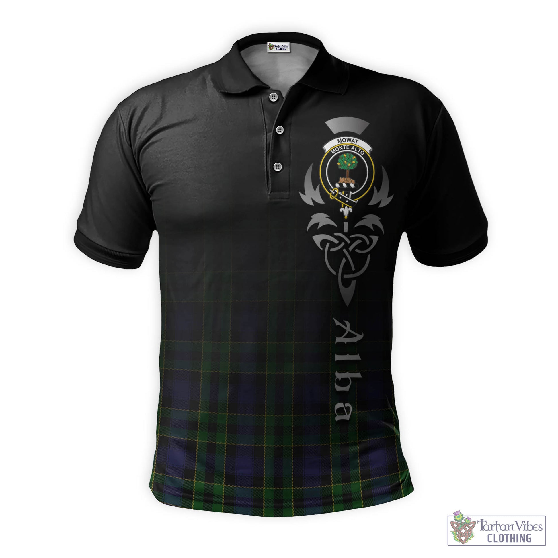 Mowat Tartan Polo Shirt Featuring Alba Gu Brath Family Crest Celtic Inspired - Tartan Vibes Clothing