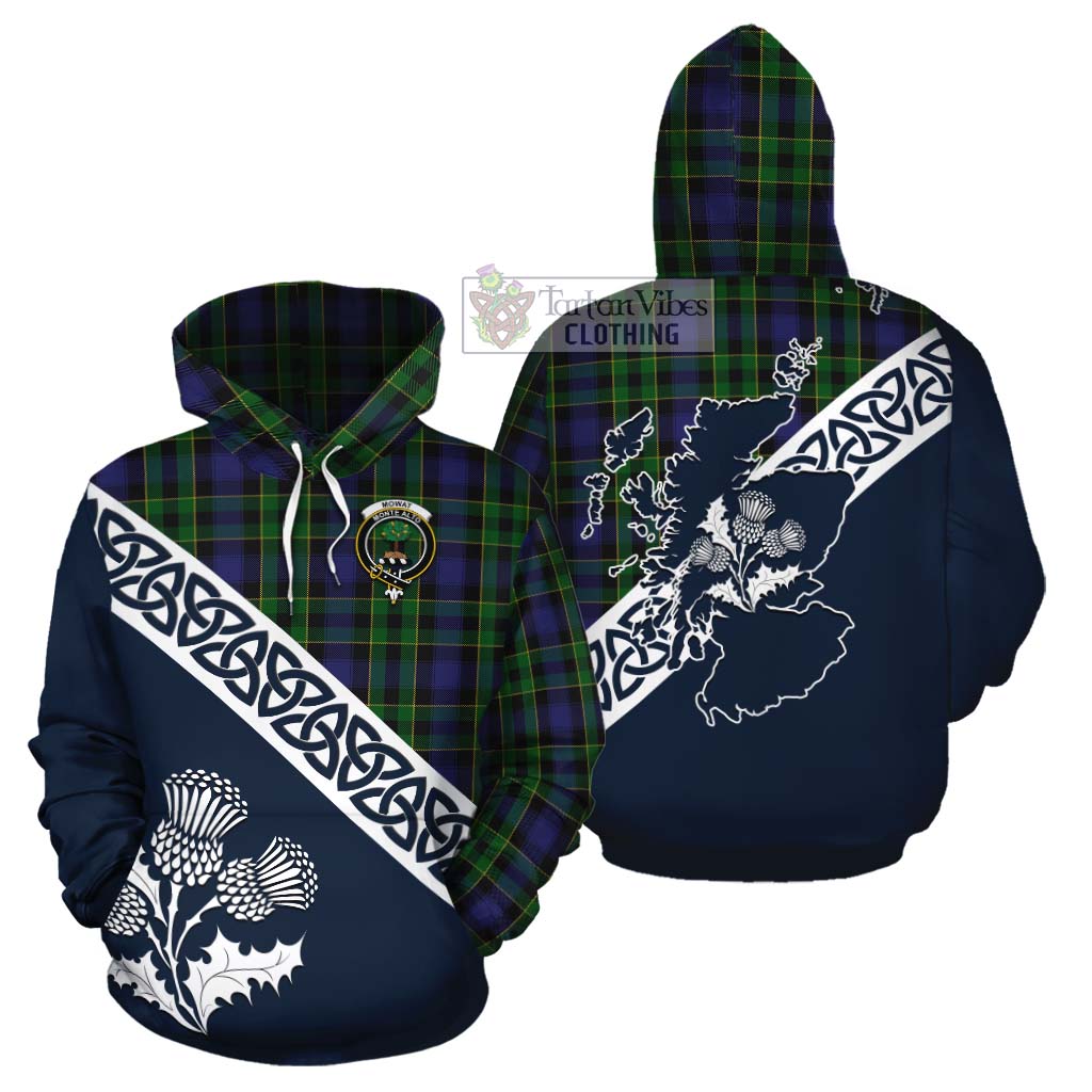 Mowat Tartan Cotton Hoodie Featuring Thistle and Scotland Map Zip Hoodie - Tartan Vibes Clothing
