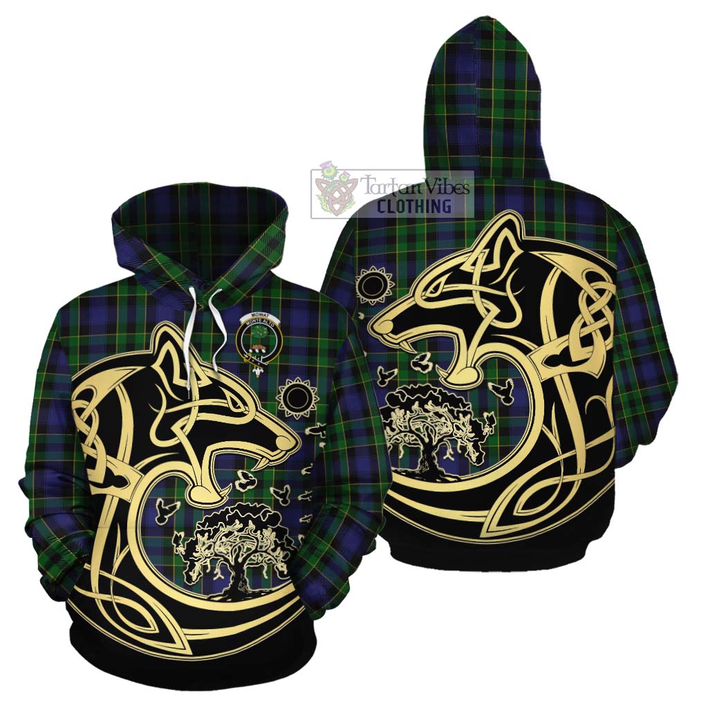 Mowat Tartan Cotton Hoodie with Family Crest Celtic Wolf Style Zip Hoodie - Tartan Vibes Clothing