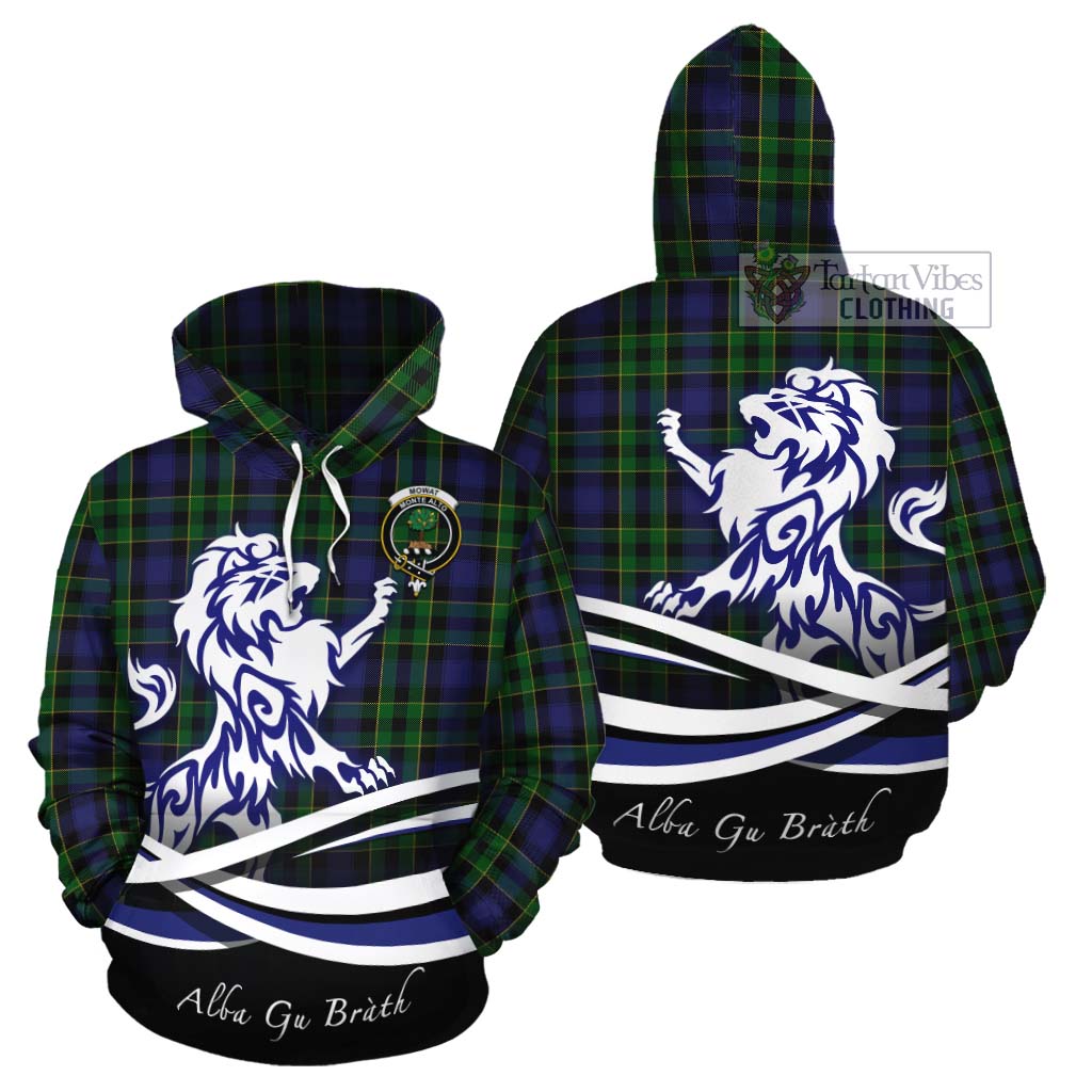 Mowat Tartan Cotton Hoodie with Alba Gu Brath Regal Lion Emblem Zip Hoodie - Tartan Vibes Clothing