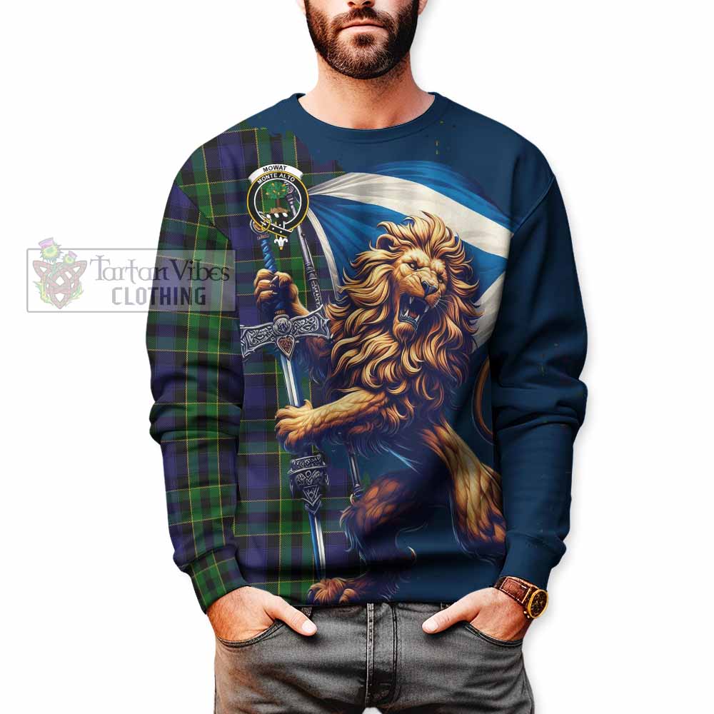 Mowat Tartan Family Crest Sweatshirt with Scottish Majestic Lion - Tartan Vibes Clothing