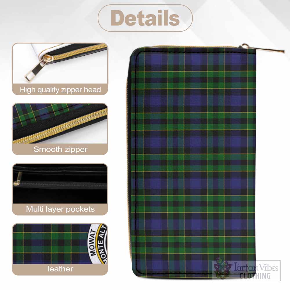 Mowat Tartan Women's Leather Wallet with Family Crest - Tartan Vibes Clothing