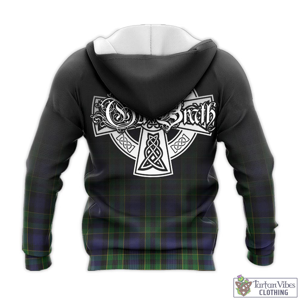 Tartan Vibes Clothing Mowat Tartan Knitted Hoodie Featuring Alba Gu Brath Family Crest Celtic Inspired