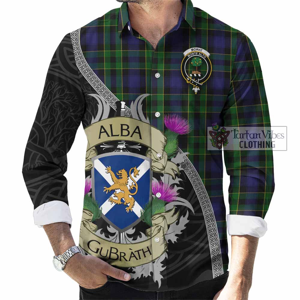 Mowat Tartan Family Crest Long Sleeve Button Shirt Lion Rampant Royal Thistle Shield Celtic Inspired - Tartan Vibes Clothing