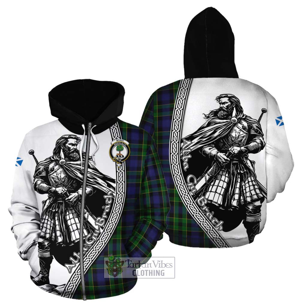 Mowat Tartan Clan Crest Cotton Hoodie with Highlander Warrior Celtic Style - Tartan Vibes Clothing