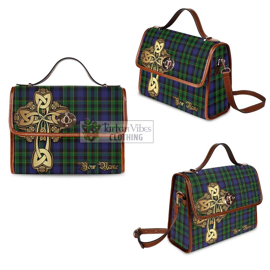 Tartan Vibes Clothing Mowat Tartan Waterproof Canvas Bag Golden Thistle Celtic Cross Style