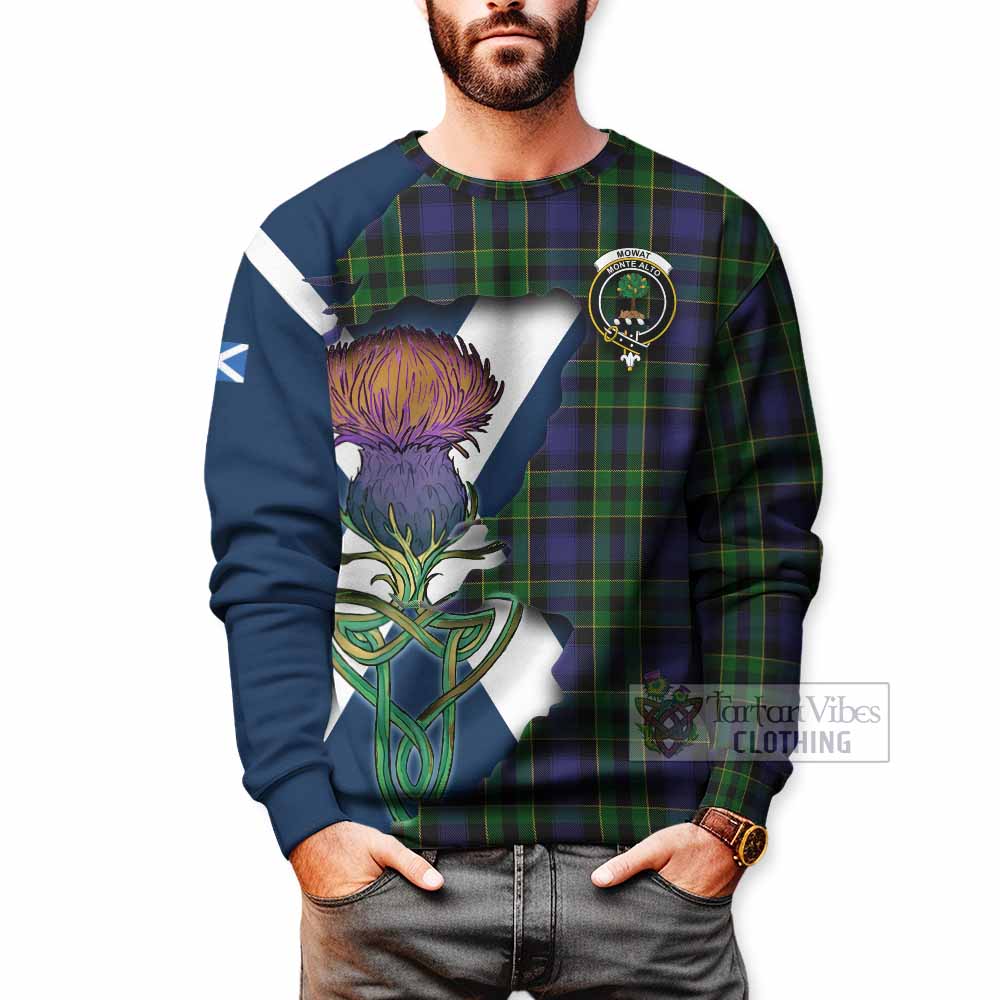 Tartan Vibes Clothing Mowat Tartan Family Crest Sweatshirt Scottish Thistle Celtic Inspired