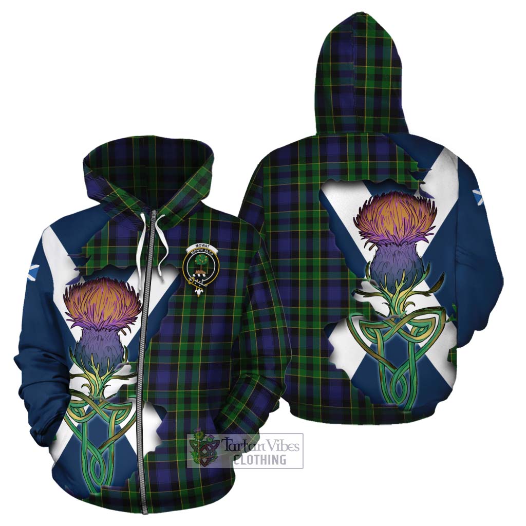 Tartan Vibes Clothing Mowat Tartan Family Crest Cotton Hoodie Scottish Thistle Celtic Inspired