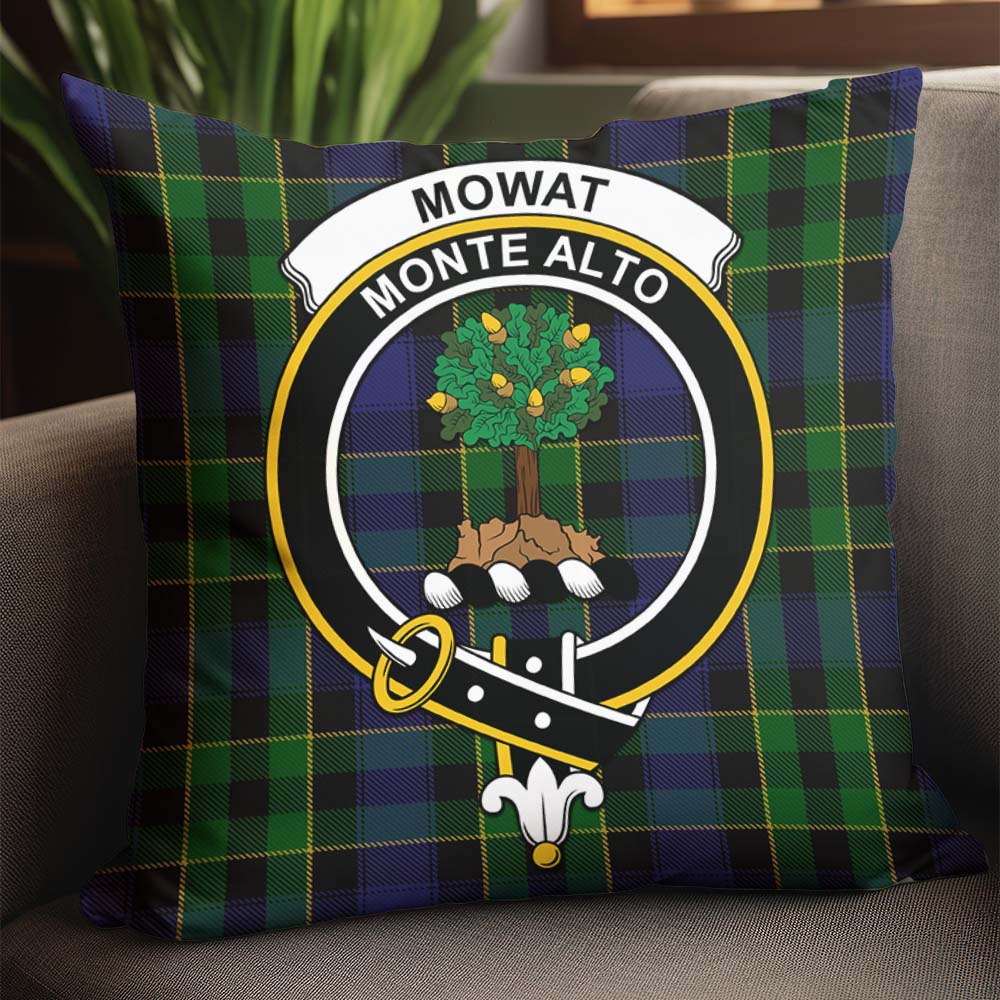 Mowat Tartan Pillow Cover with Family Crest - Tartan Vibes Clothing