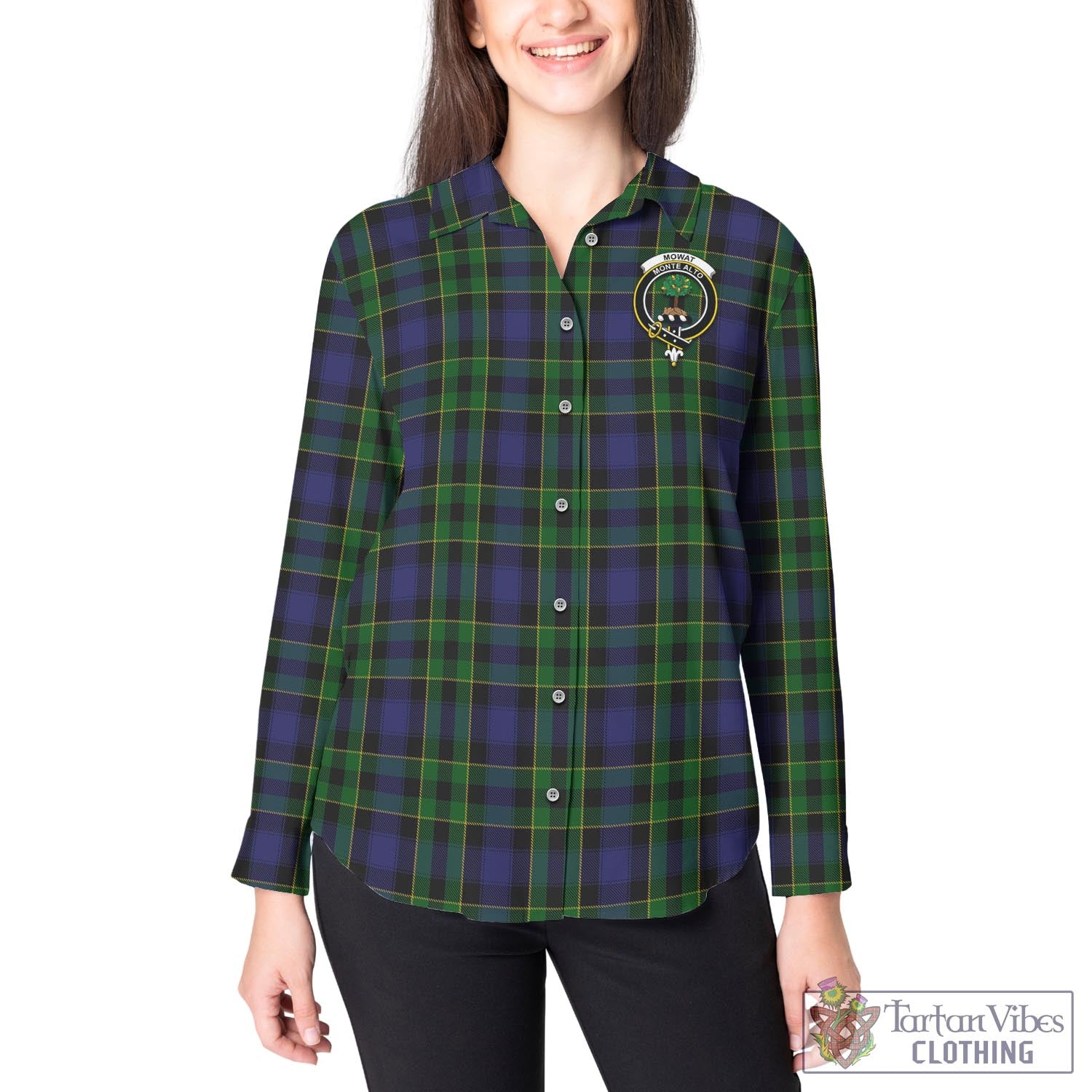 Mowat Tartan Women's Casual Shirt with Family Crest - Tartan Vibes Clothing