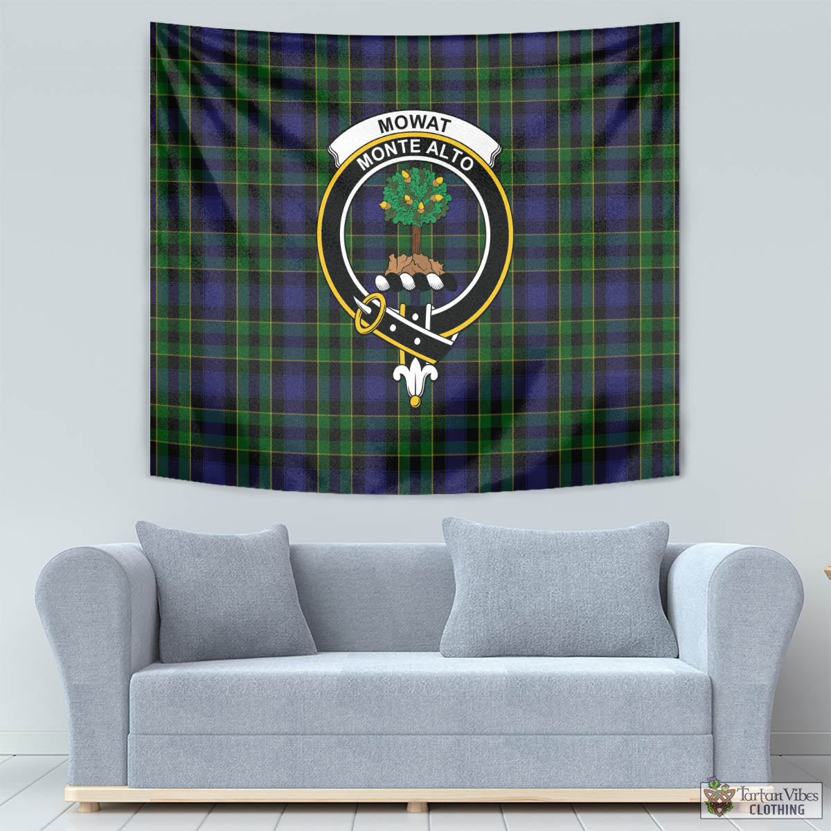 Mowat Tartan Tapestry Wall Hanging and Home Decor for Room with Family Crest - Tartan Vibes Clothing