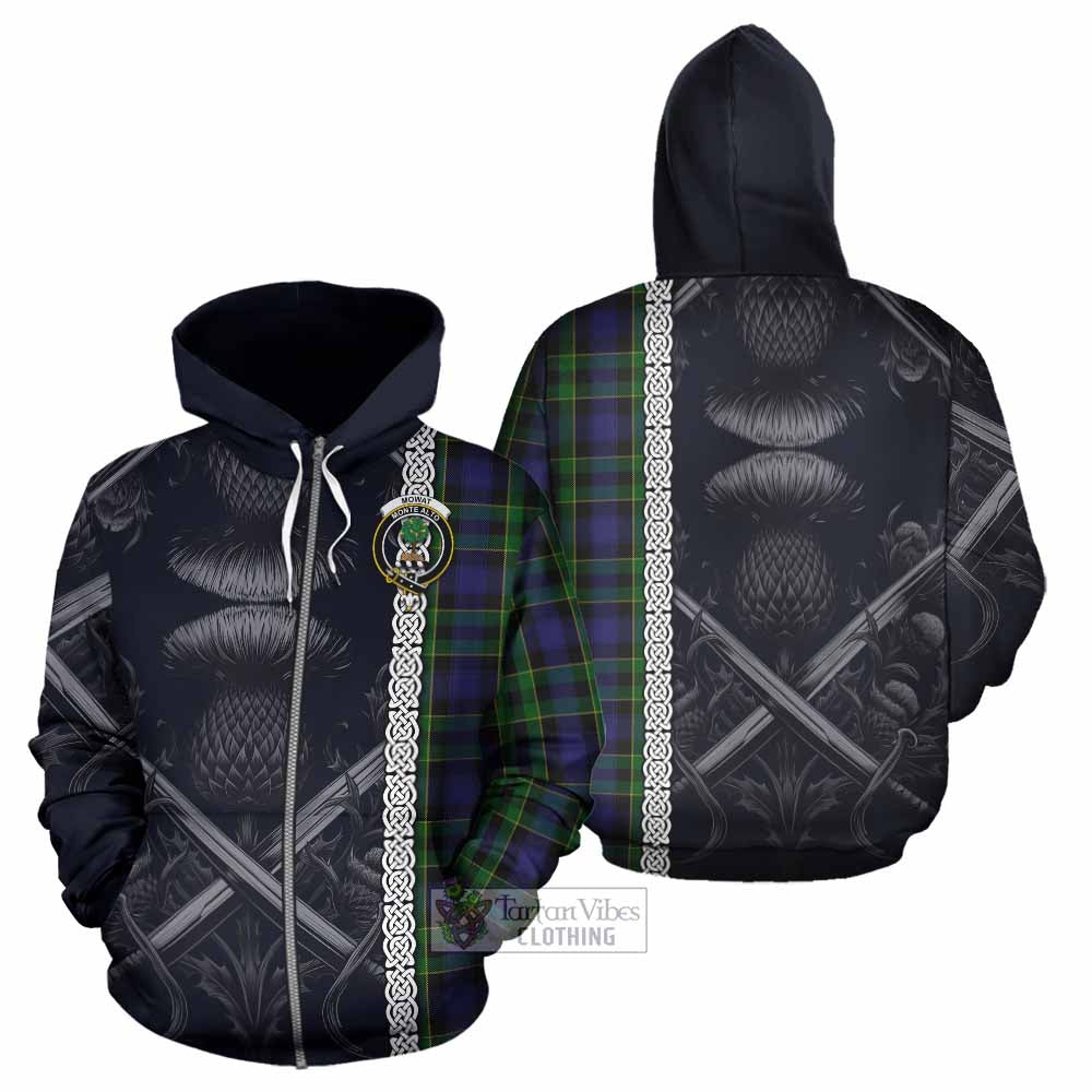 Mowat Tartan Hoodie with Family Crest Cross Sword Thistle Celtic Vibes Zip Hoodie - Tartan Vibes Clothing