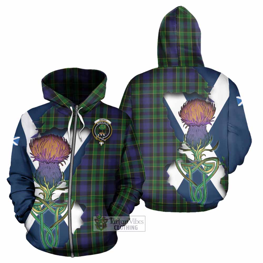Mowat Tartan Family Crest Hoodie Scottish Thistle Celtic Inspired Zip Hoodie - Tartan Vibes Clothing