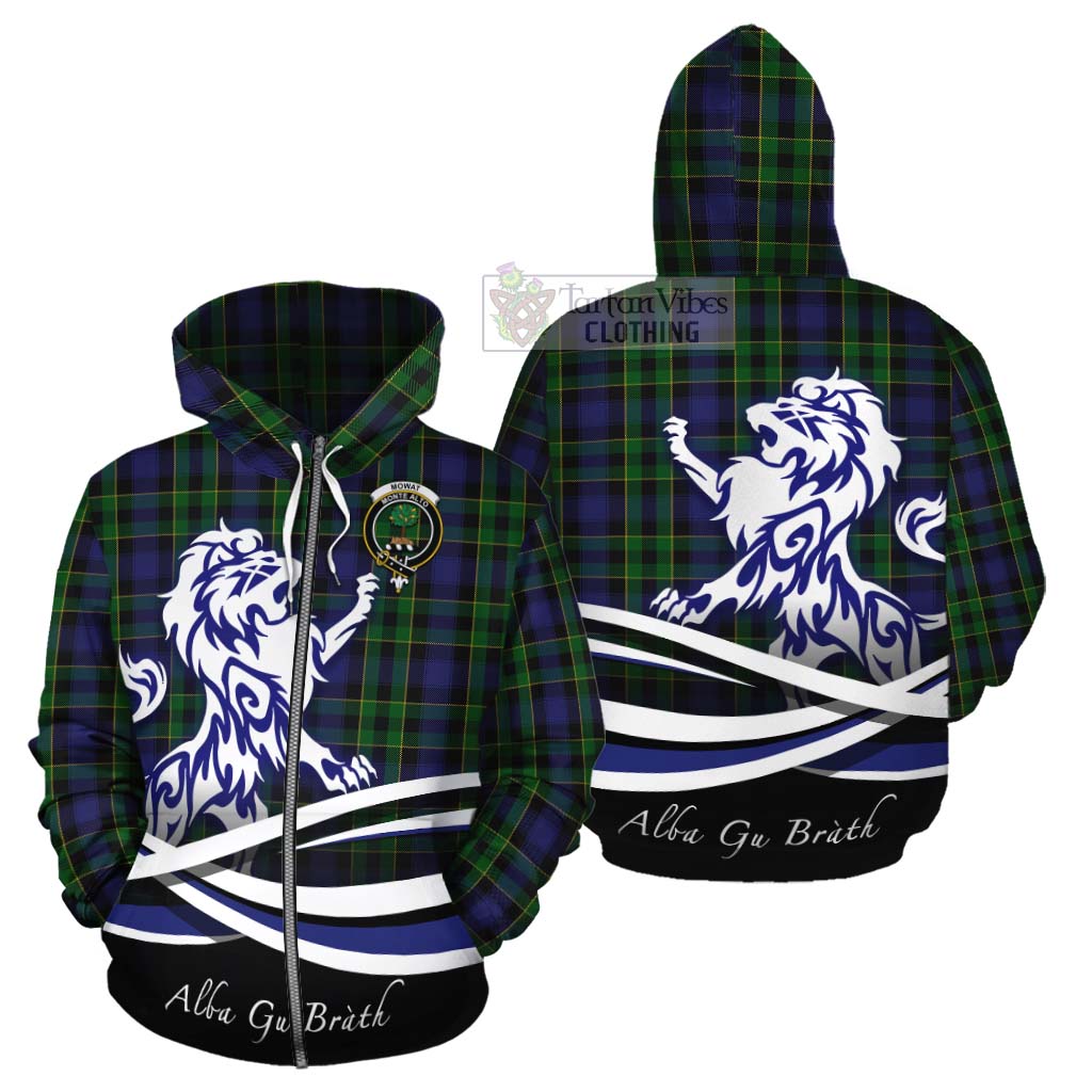 Mowat Tartan Cotton Hoodie with Alba Gu Brath Regal Lion Emblem - Tartan Vibes Clothing