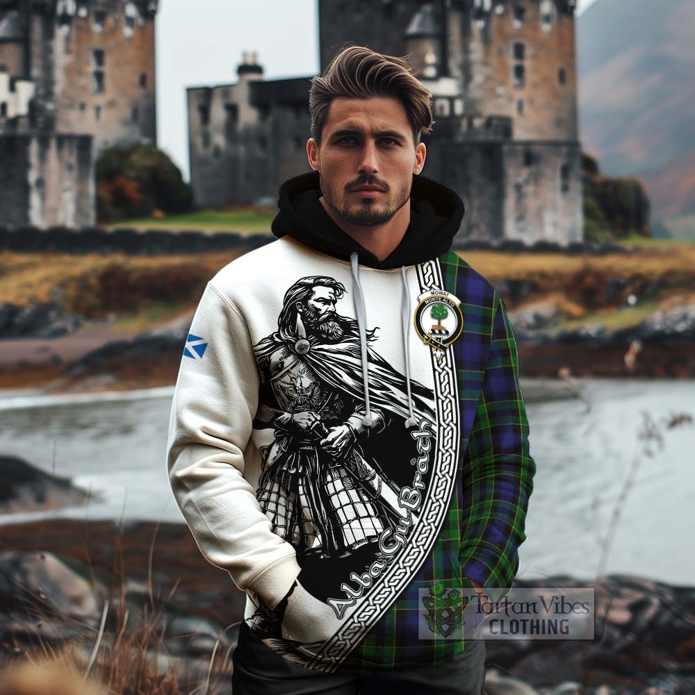 Mowat Tartan Clan Crest Cotton Hoodie with Highlander Warrior Celtic Style - Tartan Vibes Clothing