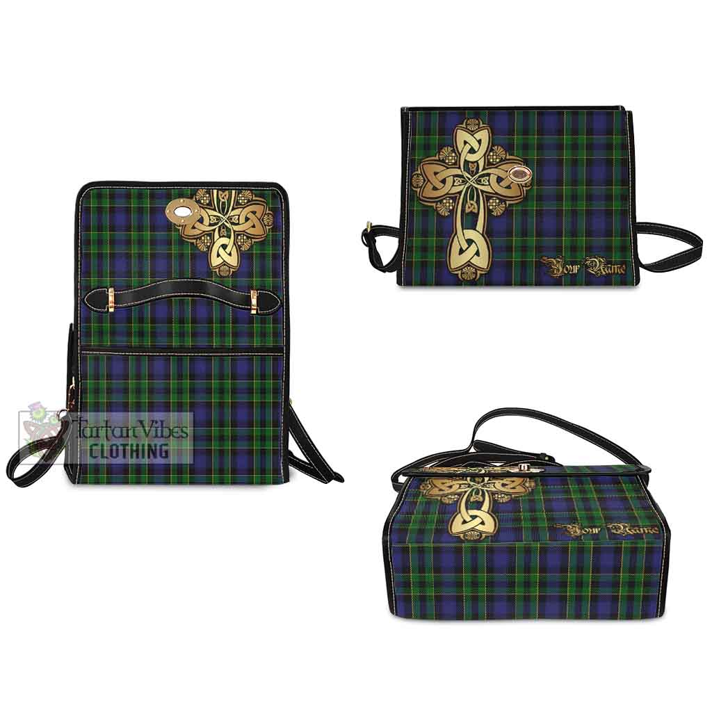 Tartan Vibes Clothing Mowat Tartan Waterproof Canvas Bag Golden Thistle Celtic Cross Style
