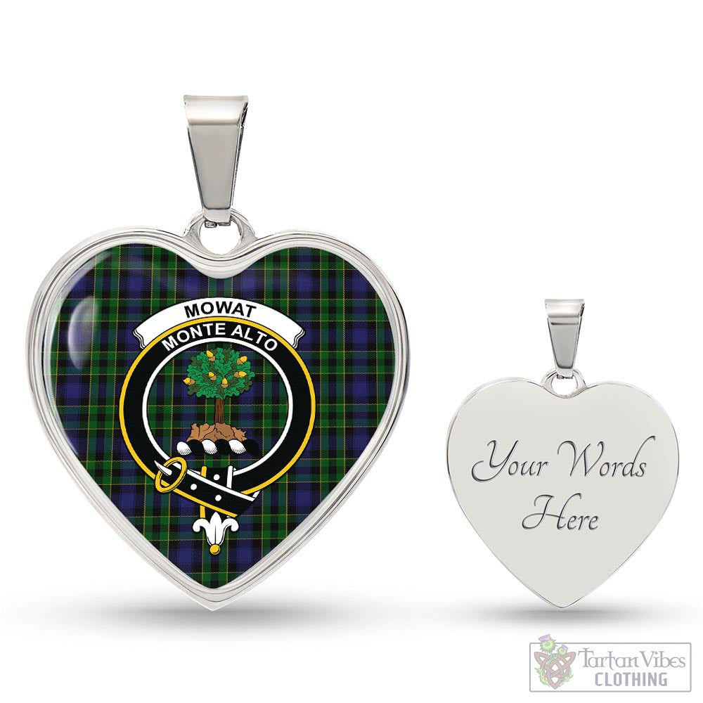 Mowat Tartan Heart Necklace with Family Crest Luxury Necklace (Silver) Yes - Tartan Vibes Clothing