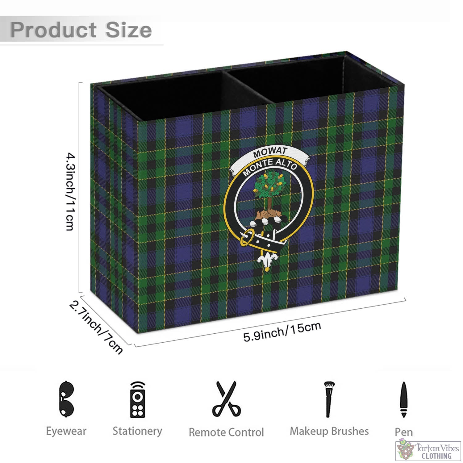 Mowat Tartan Pen Holder with Family Crest - Tartan Vibes Clothing