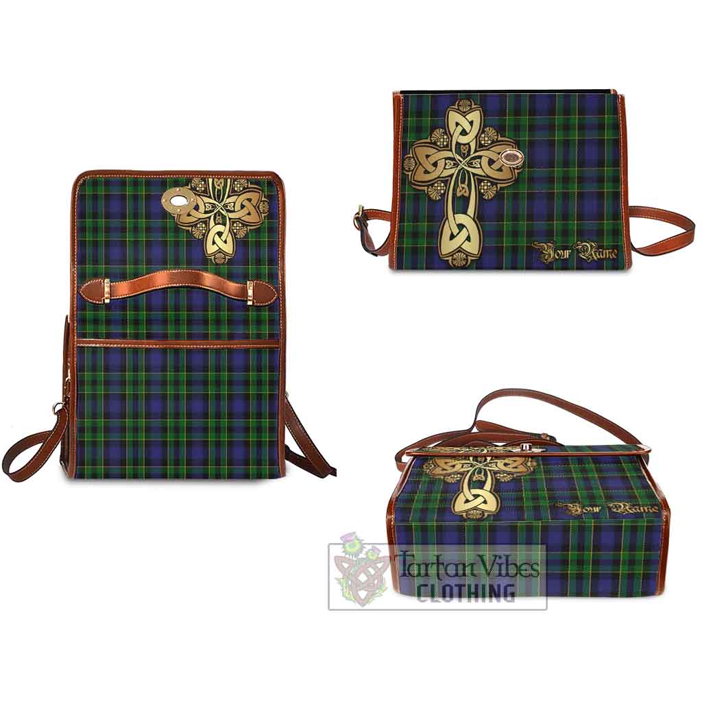 Tartan Vibes Clothing Mowat Tartan Waterproof Canvas Bag Golden Thistle Celtic Cross Style