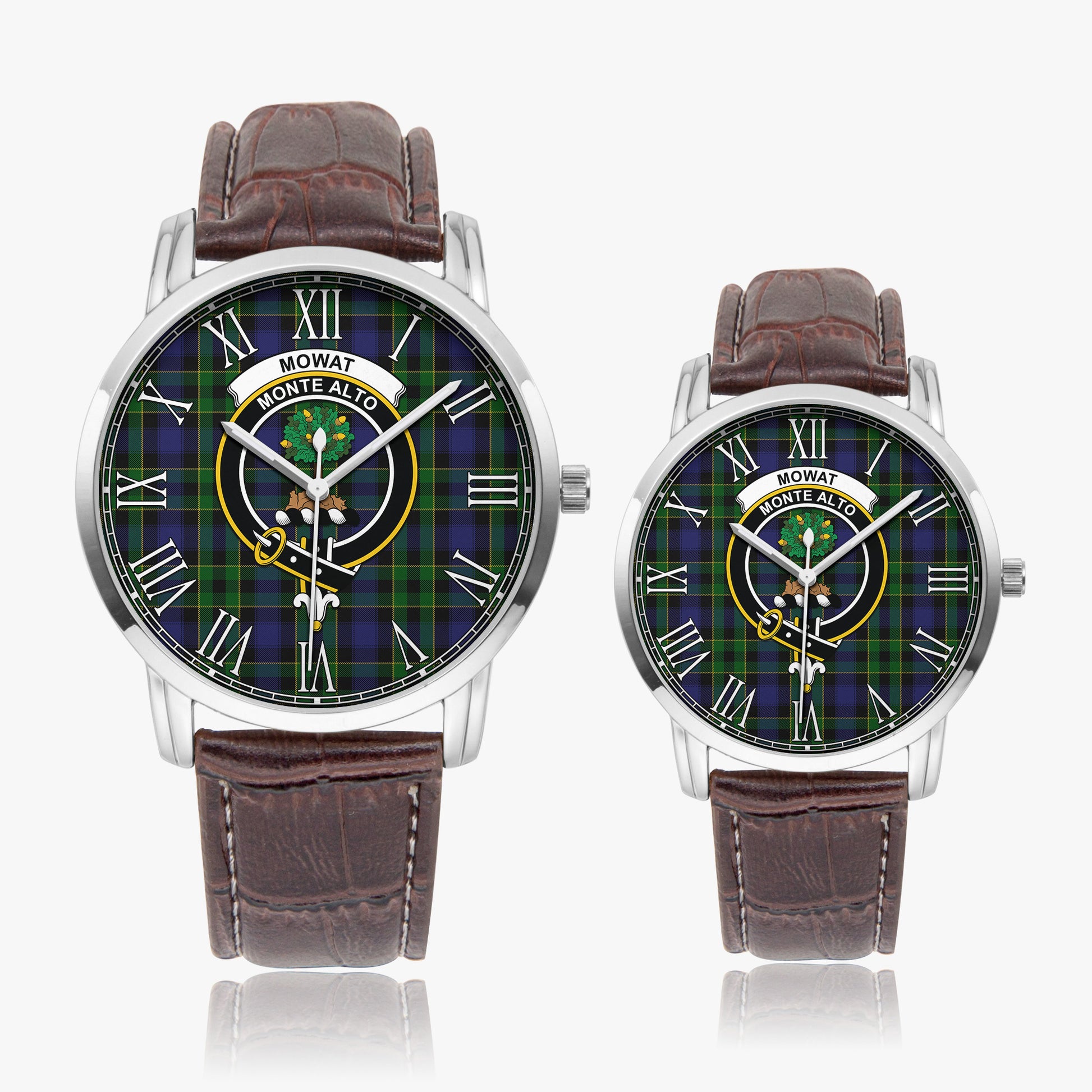Mowat Tartan Family Crest Leather Strap Quartz Watch - Tartan Vibes Clothing