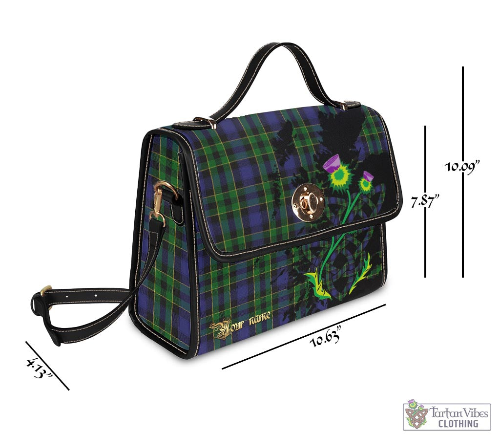 Tartan Vibes Clothing Mowat Tartan Waterproof Canvas Bag with Scotland Map and Thistle Celtic Accents