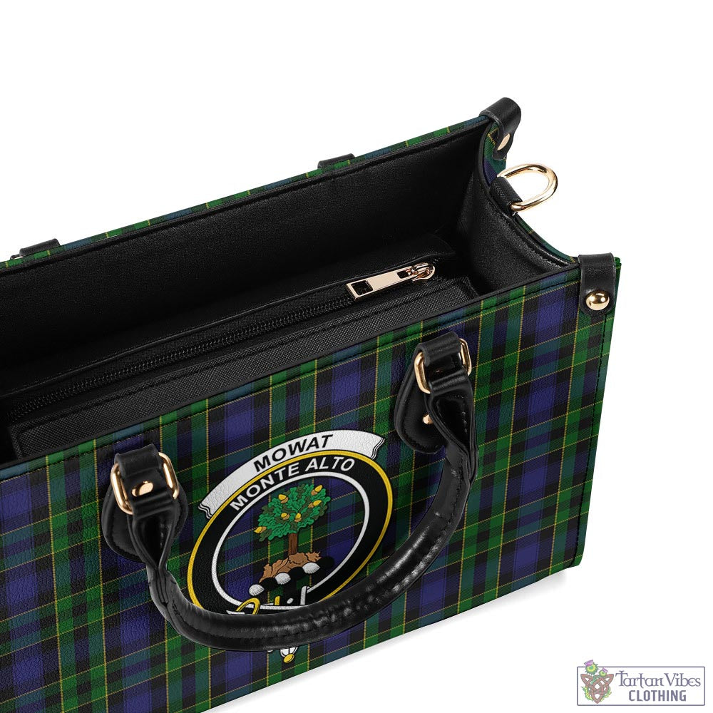 Mowat Tartan Luxury Leather Handbags with Family Crest - Tartan Vibes Clothing