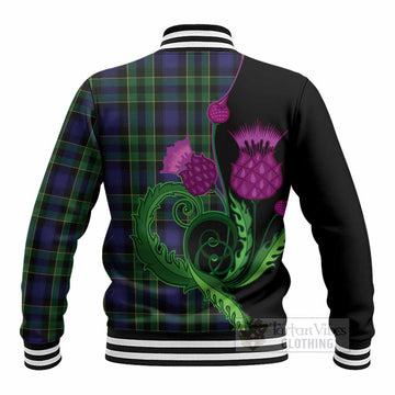 Mowat Tartan Baseball Jacket Traditional Scottish Thistle