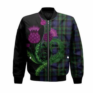 Mowat Tartan Bomber Jacket Traditional Scottish Thistle