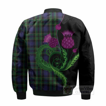 Mowat Tartan Bomber Jacket Traditional Scottish Thistle