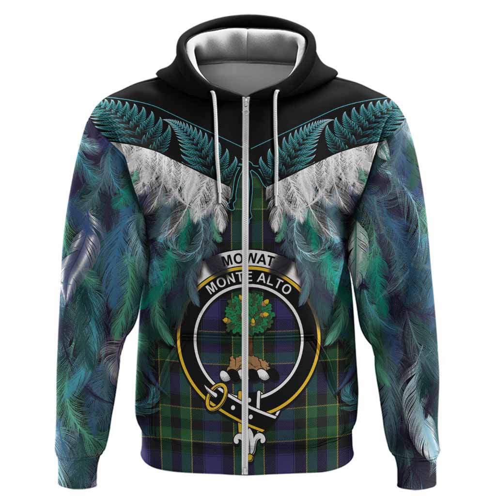 Mowat Tartan Crest Hoodie New Zealand Maori Korowai Cloak