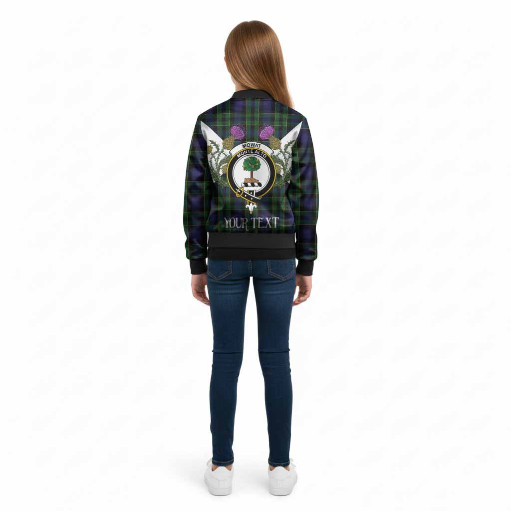 Mowat Tartan Family Crest Kid Bomber Jacket Scottish Burns Night Thistle Floral