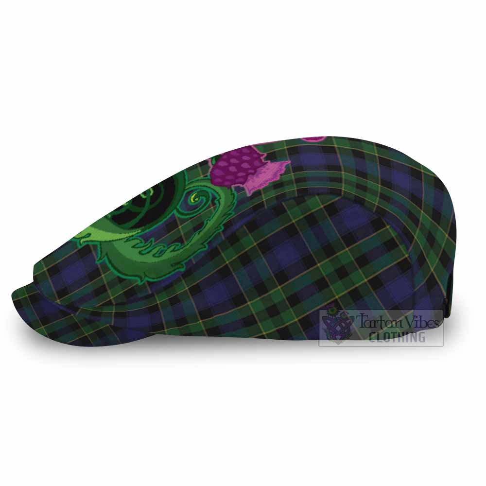 Mowat Tartan Flat Cap, Jeff Cap Traditional Scottish Thistle