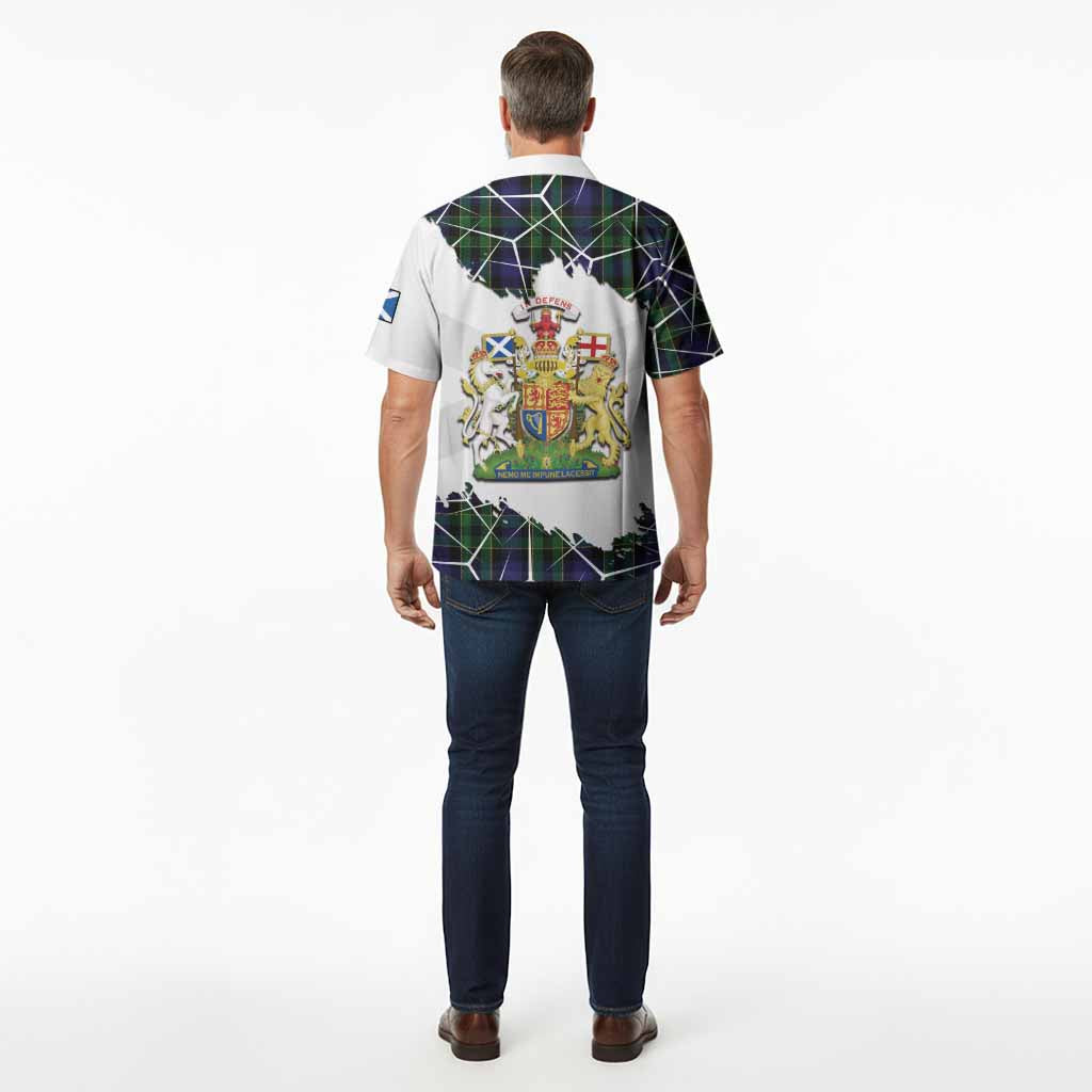 Mowat Tartan Hawaiian Shirt with Family Crest and Lion Rampant Grunge Style
