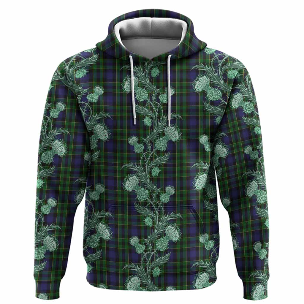 Mowat Tartan Hoodie Seamless Scottish Thistle Flowers