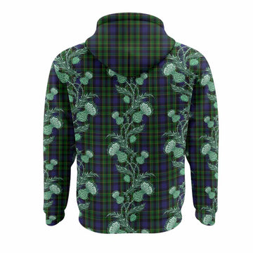 Mowat Tartan Hoodie Seamless Scottish Thistle Flowers