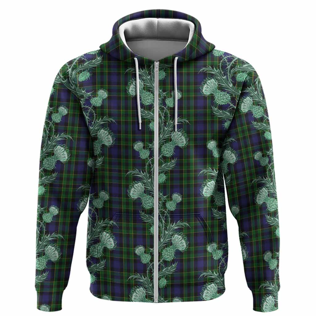 Mowat Tartan Hoodie Seamless Scottish Thistle Flowers