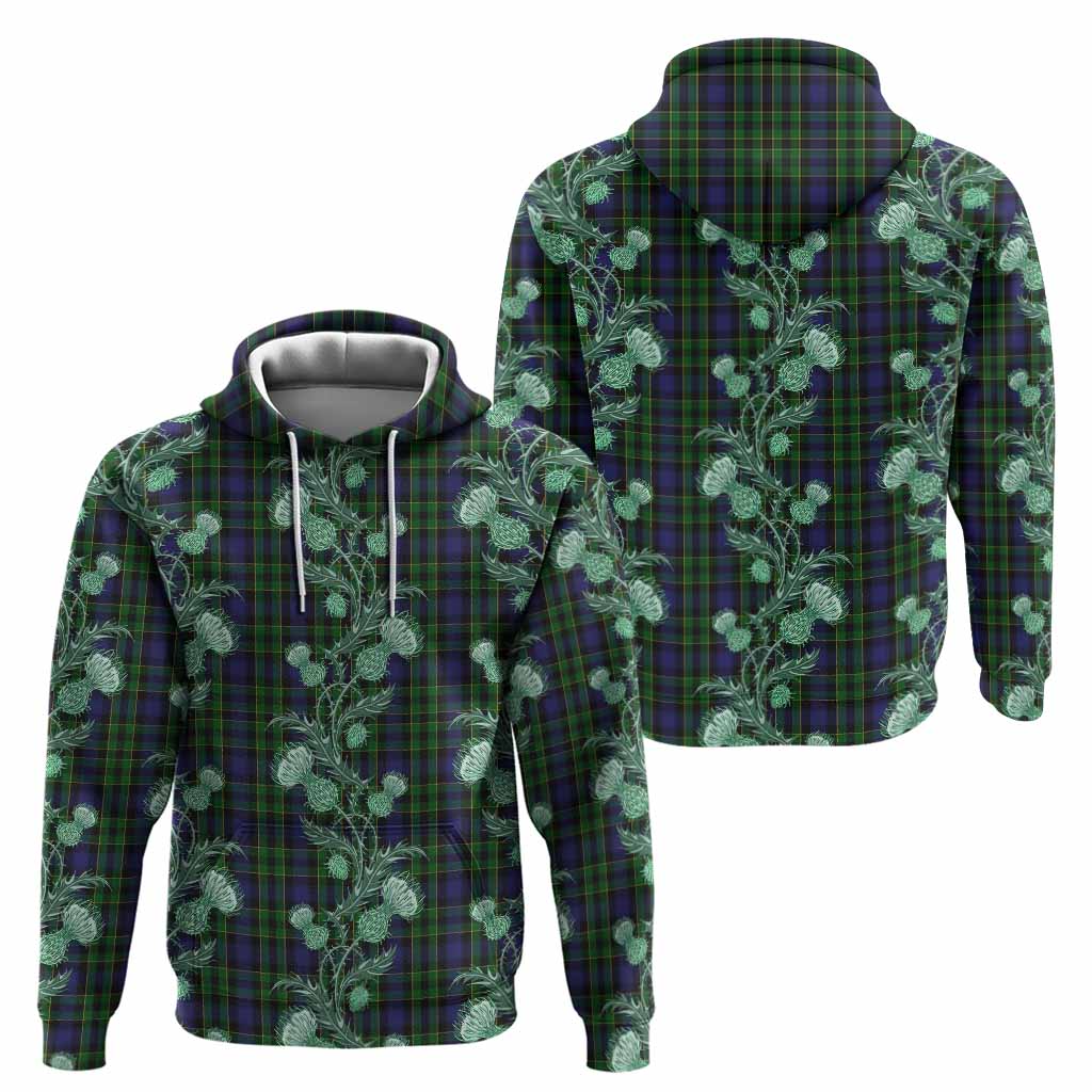 Mowat Tartan Hoodie Seamless Scottish Thistle Flowers