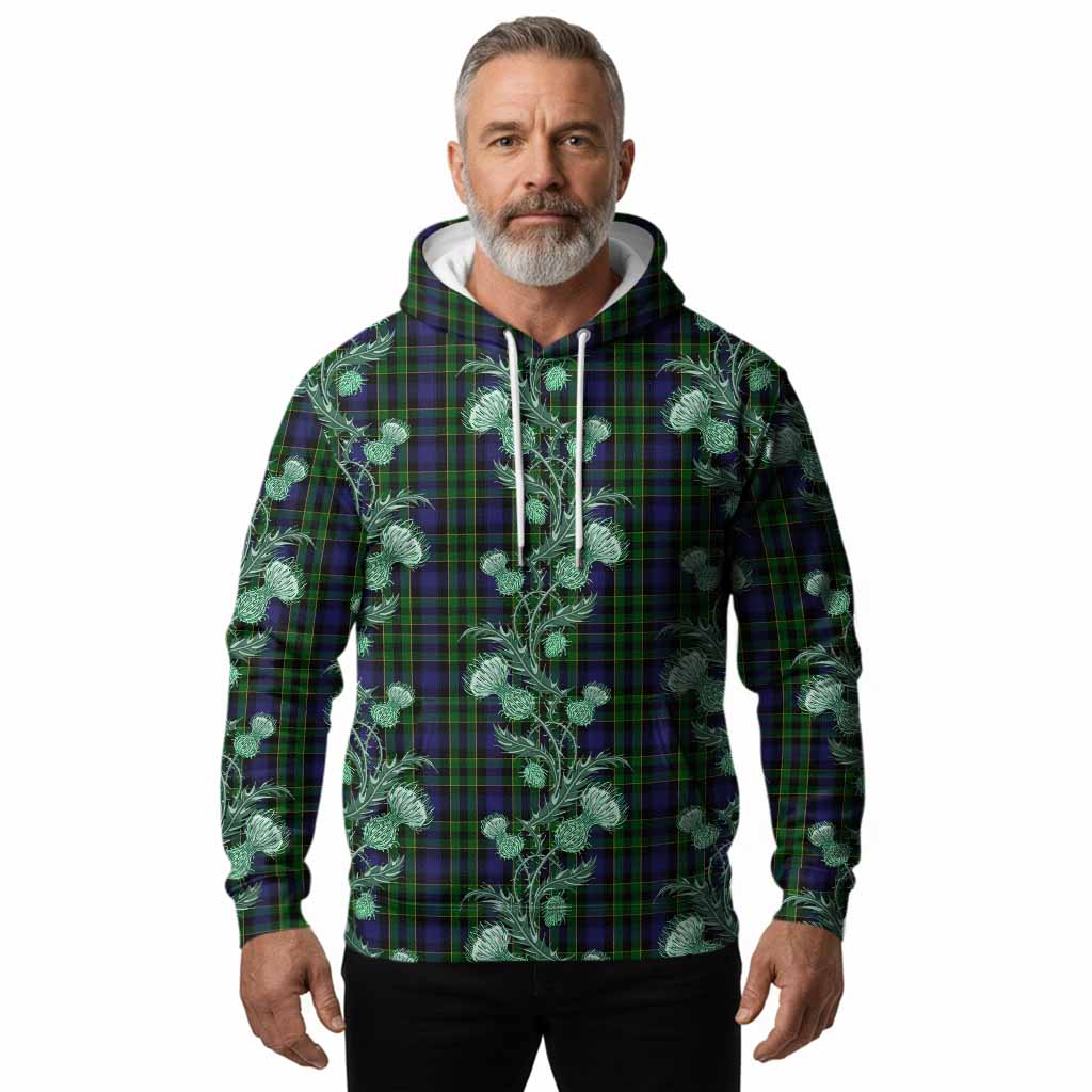 Mowat Tartan Hoodie Seamless Scottish Thistle Flowers