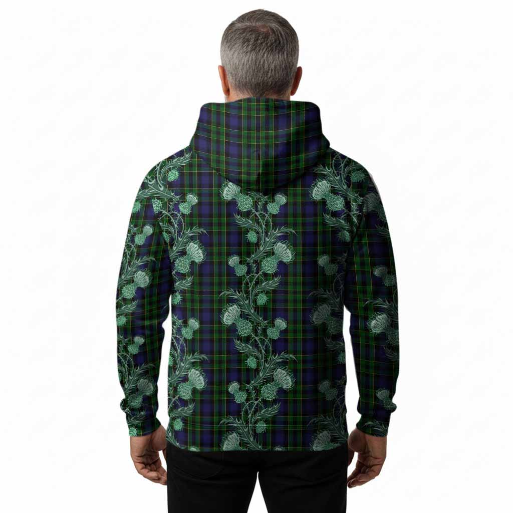 Mowat Tartan Hoodie Seamless Scottish Thistle Flowers