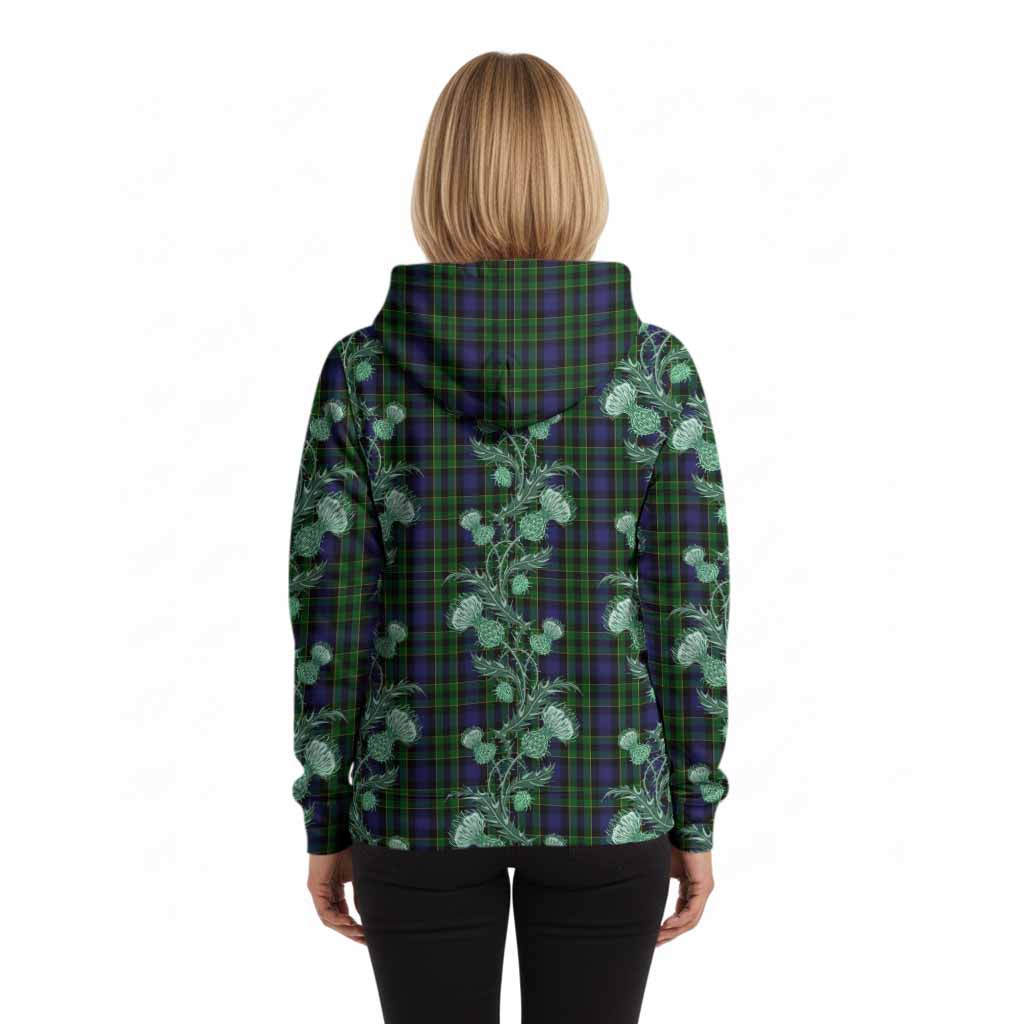 Mowat Tartan Hoodie Seamless Scottish Thistle Flowers